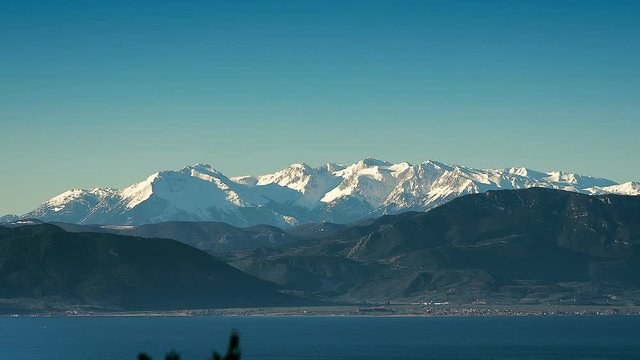 Ski Resort and the Lake in the Mountains View Time Lapse