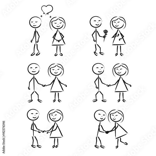 “Stick Figure of men and women in motion” Stock image and royalty-free