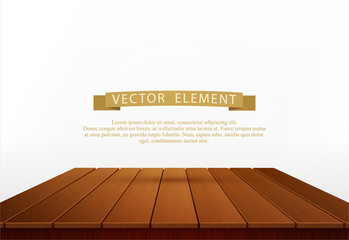 Vector wooden table isolated on white background. Element for design