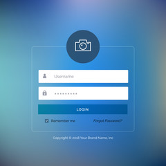 elegant UI login form design on blurred background
