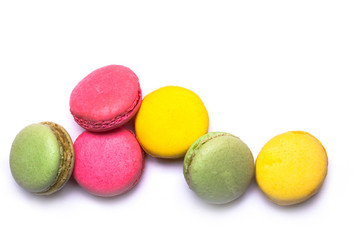 colorful macaron, tasty cookies isolated on white background