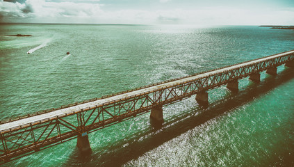 Aerial view of Old Bahia Honda Bridge, Florida