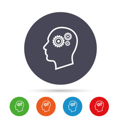 Head with gears sign icon. Male human head.
