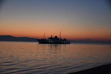 Dawn and ferry.