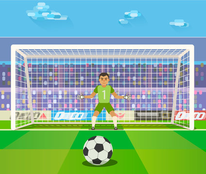 Soccer. Goalkeeper,  illustration of a goalkeeper prepares to take a penalty