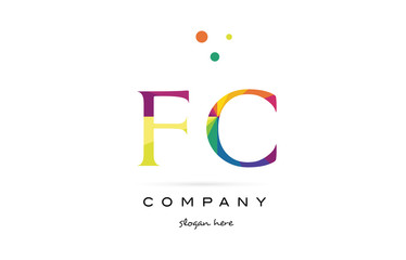 fc f c  creative rainbow colors alphabet letter logo icon