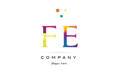 fe f e  creative rainbow colors alphabet letter logo icon