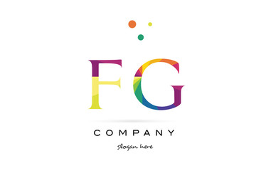 fg f g  creative rainbow colors alphabet letter logo icon