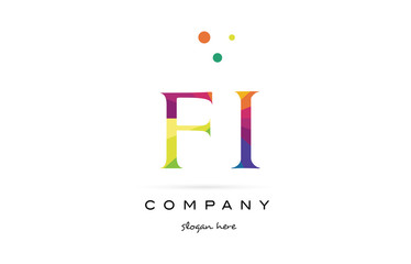 fi f i  creative rainbow colors alphabet letter logo icon