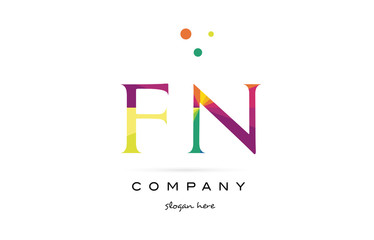 fn f n  creative rainbow colors alphabet letter logo icon