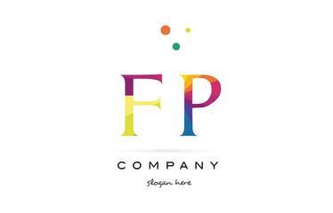 fp f p  creative rainbow colors alphabet letter logo icon