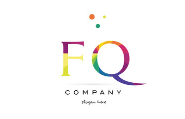 fq f q  creative rainbow colors alphabet letter logo icon