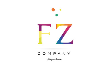 fz f z  creative rainbow colors alphabet letter logo icon