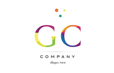 gc g c  creative rainbow colors alphabet letter logo icon