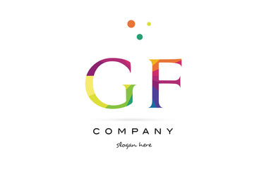 gf g f  creative rainbow colors alphabet letter logo icon