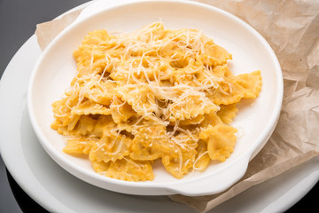 Creamy roasted butternut pumpkin penne pasta with