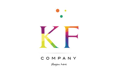 kf k f  creative rainbow colors alphabet letter logo icon