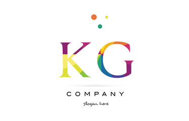 kg k g  creative rainbow colors alphabet letter logo icon