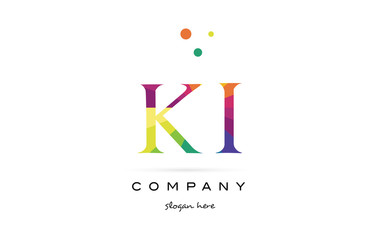 ki k i  creative rainbow colors alphabet letter logo icon