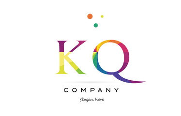 kq k q  creative rainbow colors alphabet letter logo icon
