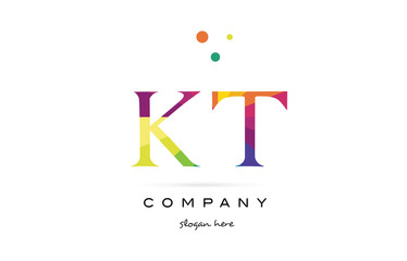 kt k t  creative rainbow colors alphabet letter logo icon