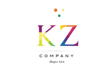 kz k z  creative rainbow colors alphabet letter logo icon