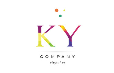 ky k y  creative rainbow colors alphabet letter logo icon