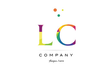 lc l c  creative rainbow colors alphabet letter logo icon