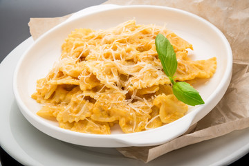 Creamy roasted butternut pumpkin penne pasta with