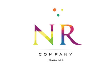 nr n r  creative rainbow colors alphabet letter logo icon