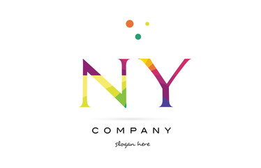 ny n y  creative rainbow colors alphabet letter logo icon