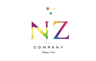 nz n z  creative rainbow colors alphabet letter logo icon