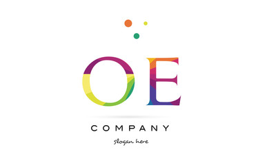 oe o e  creative rainbow colors alphabet letter logo icon