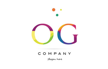 og o g  creative rainbow colors alphabet letter logo icon