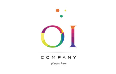 oi o i  creative rainbow colors alphabet letter logo icon
