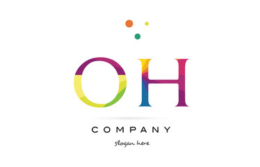 oh o h  creative rainbow colors alphabet letter logo icon