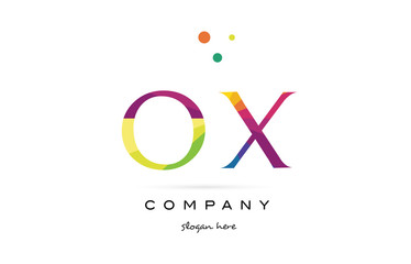 ox o x  creative rainbow colors alphabet letter logo icon
