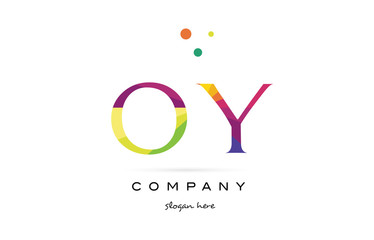 oy o y  creative rainbow colors alphabet letter logo icon