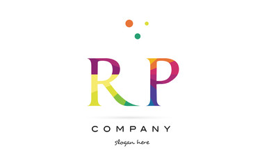 rp r p  creative rainbow colors alphabet letter logo icon