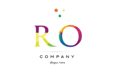 ro r o  creative rainbow colors alphabet letter logo icon