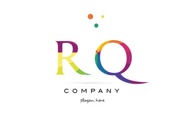 rq r q  creative rainbow colors alphabet letter logo icon