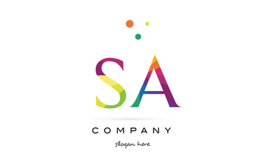 sa s a  creative rainbow colors alphabet letter logo icon