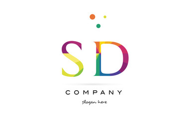sd s d  creative rainbow colors alphabet letter logo icon