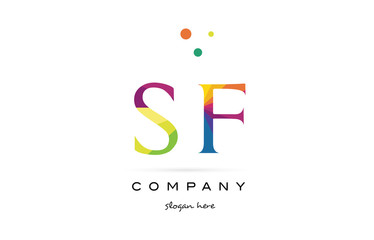 sf s f  creative rainbow colors alphabet letter logo icon