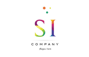 si s i  creative rainbow colors alphabet letter logo icon