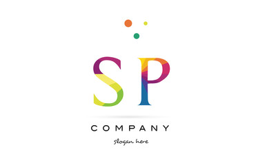 sp s p  creative rainbow colors alphabet letter logo icon