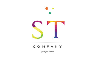 st s t  creative rainbow colors alphabet letter logo icon