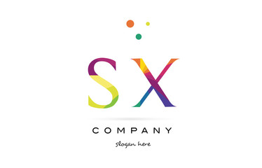 sx s x  creative rainbow colors alphabet letter logo icon