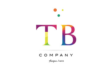 tb t b  creative rainbow colors alphabet letter logo icon