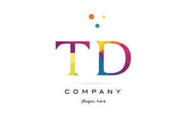 td t d  creative rainbow colors alphabet letter logo icon